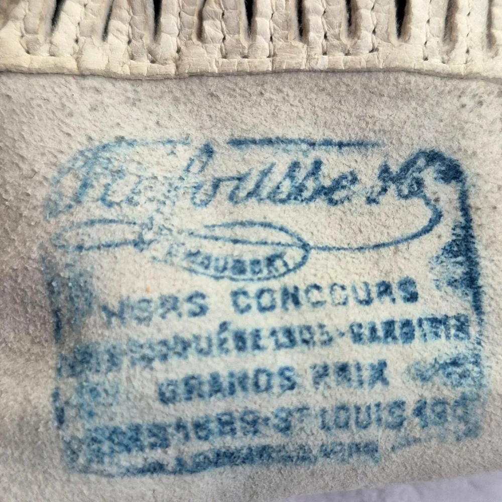 Vintage French Black Leather Gloves Signed Inside French Language Rare Find
